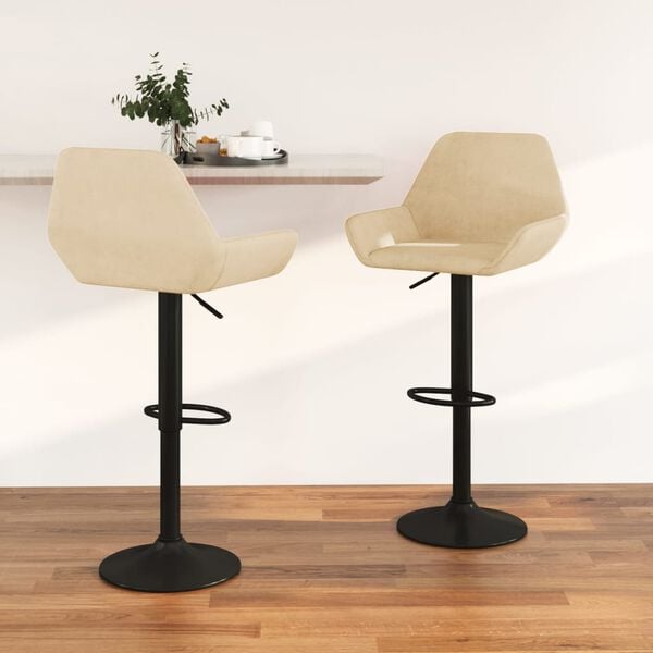 vidaXL barstole 2 stk. fl&oslash;jl cremefarvet