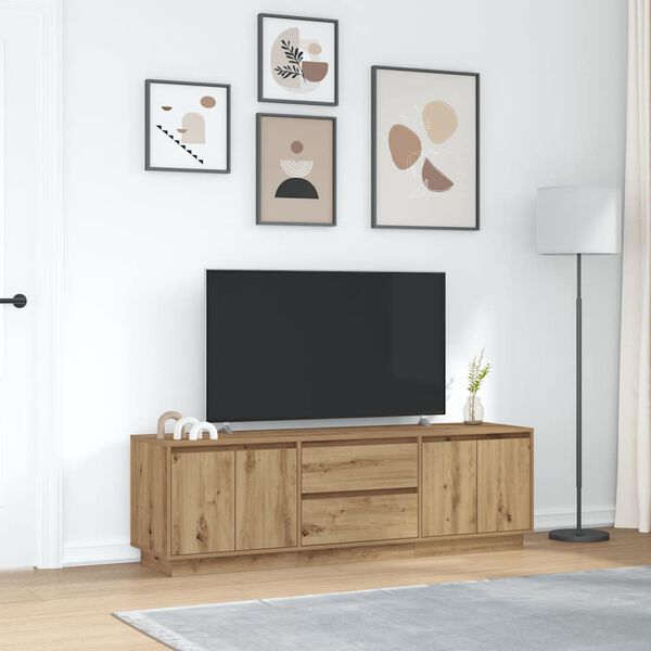 vidaXL tv-bord med LED-lys 160,5x41x50 cm kunsteg