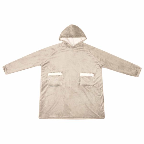 vidaXL Tæppe-hoodie Beige m Fleece og Flannel