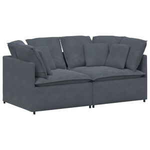 vidaXL modulsofa med hynder fl&oslash;jl m&oslash;rkegr&aring;