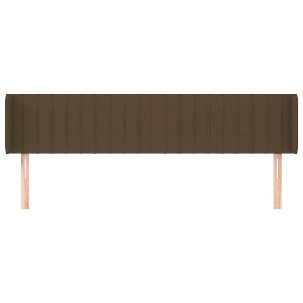 vidaXL sengegavl med kanter 203x16x78/88 cm stof m&oslash;rkebrun