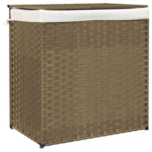 vidaXL vasketøjskurv med 2 sektioner 53x35x57 cm polyrattan