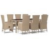 vidaXL spisebordss&aelig;t til haven 9 dele med hynder polyrattan beige