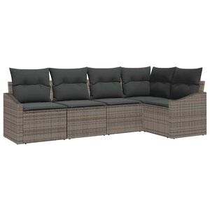 vidaXL Havesofa S&aelig;t med pude med opbevaring 5 pcs Gr&aring; polyrattan