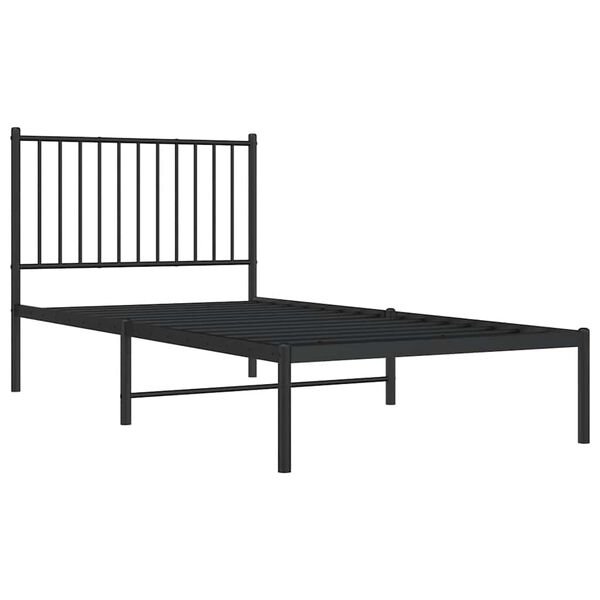 vidaXL sengeramme med sengegavl 90x190 cm metal sort
