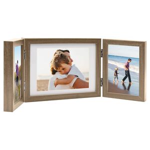 vidaXL folderamme til 3 billeder 22x15 cm + 2x(10x15 cm) lysebrun