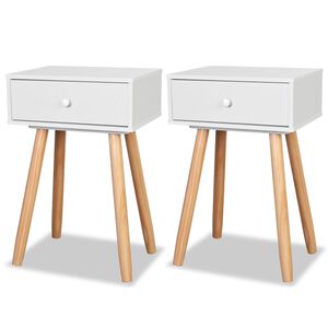 vidaXL sengebord 2 stk. massivt fyretr&aelig; 40 x 30 x 61 cm hvid