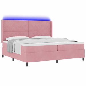 vidaXL Box spring seng med madras med LED Lyser&oslash;d 200 x 200 cm Fl&oslash;jl