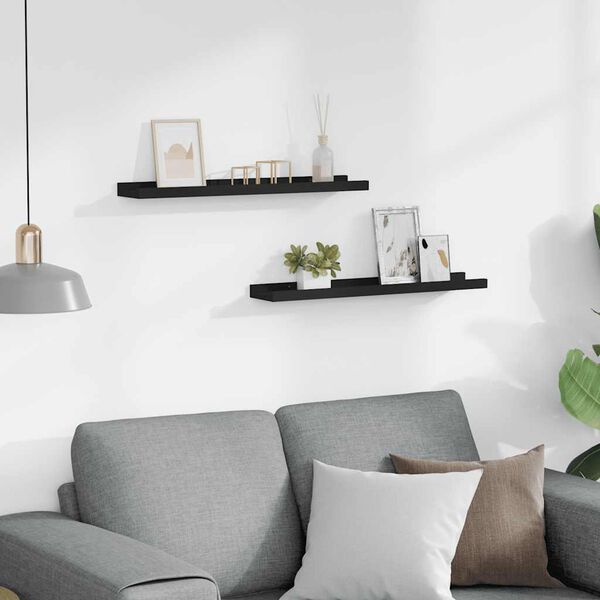 vidaXL gallerihylder 2 stk. 60x9x3 cm MDF sort