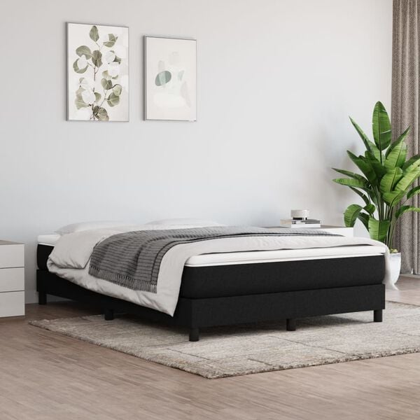 vidaXL Boxspring sengeramme 140x200 cm stof sort