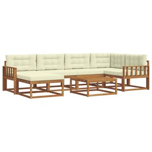 vidaXL Udend&oslash;rs sofagruppe med pude 7 pcs Naturlig og Fl&oslash;de