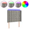 vidaXL sengegavl med LED-lys 83x16x118/128 cm fl&oslash;jl lysegr&aring;