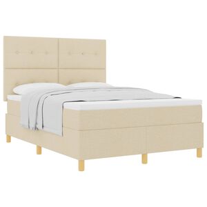 vidaXL Box spring seng med hovedg&aelig;rde Creme 160 x 200 cm Stof