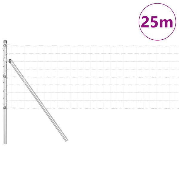 vidaXL Hegn med post Sølv 0,4 x 25 m Stål og PVC