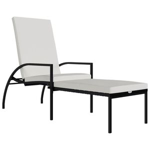 vidaXL liggestol med fodskammel polyrattan sort