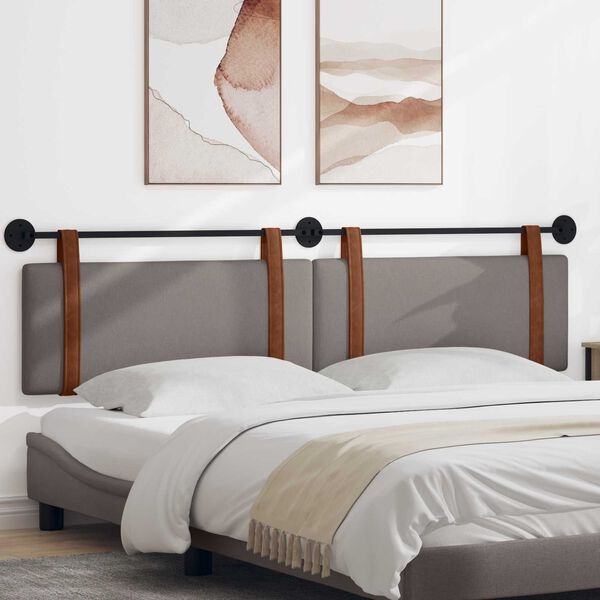 vidaXL H&aelig;ngende Hovedgavl V&aelig;gmonteret Gr&aring;brun 210 x 55 x 5 cm Antik PU