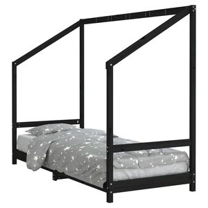 vidaXL sengeramme til juniorseng 80x200 cm massivt fyrretr&aelig; sort