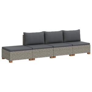vidaXL 4 stk. Rattan Lounges&aelig;t med Puder GENDT Naturlig rattan