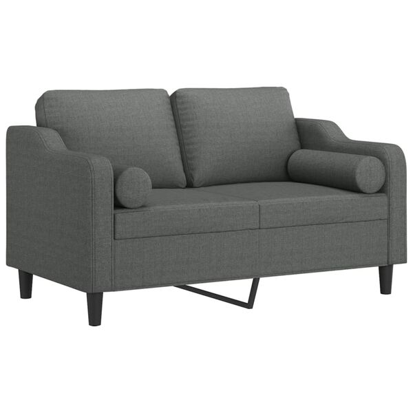 vidaXL 2-personers sofa med pyntepuder 120 cm stof m&oslash;rkegr&aring;