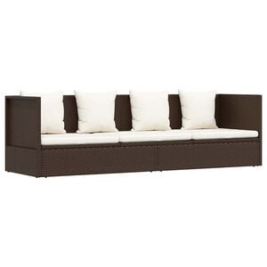 vidaXL haveseng med hynde og puder polyrattan brun