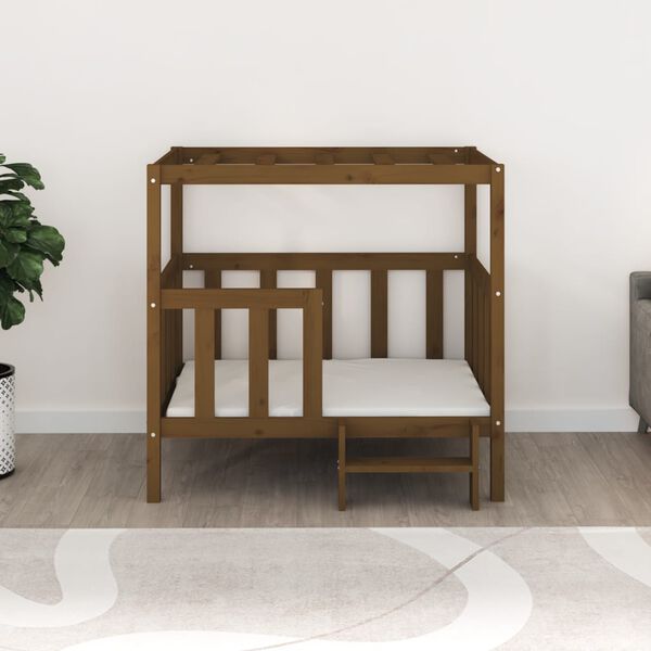 vidaXL hundeseng 105,5x83,5x100 cm massivt fyrretr&aelig; gyldenbrun