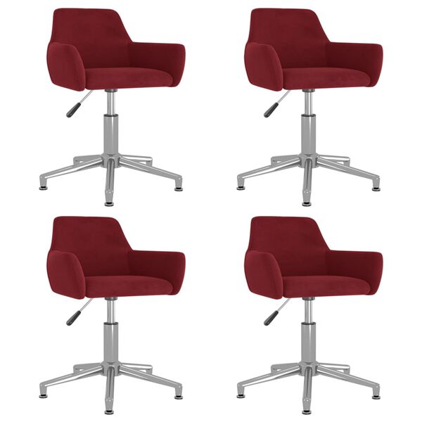 vidaXL drejelige spisebordsstole 4 stk. fl&oslash;jl vinr&oslash;d