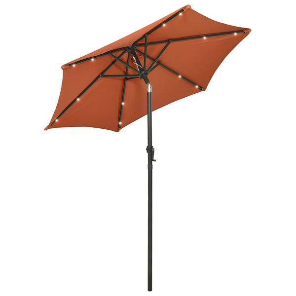 vidaXL parasol med LED-lys 200x211 cm aluminium terracotta