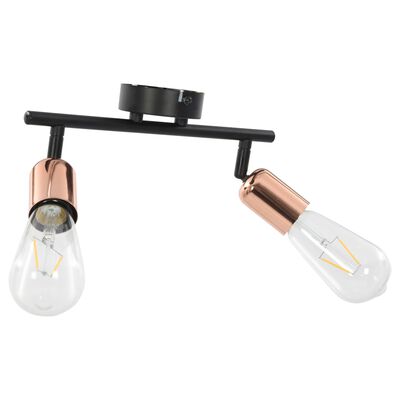 vidaXL 2-vejs spotlampe med glødepærer 2 W E27 sort og kobber