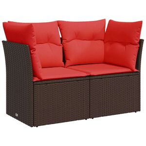 vidaXL havesofa med hynder 2-personers brun polyrattan