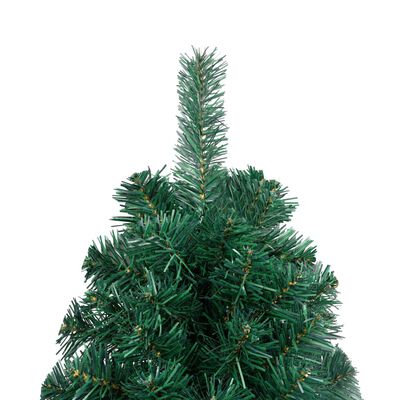 vidaXL kunstigt halvt juletræ med lys og juletræsfod 180 cm PVC grøn