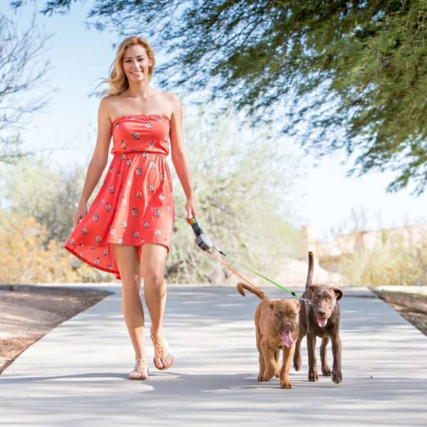 Wigzi dobbelt hundeline med tilbagetr&aelig;kning 2,0 gr&aring;