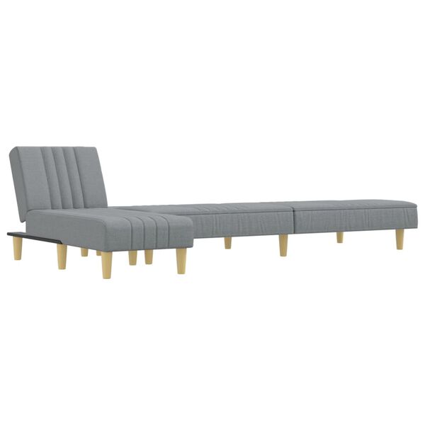 vidaXL L-formet sovesofa 255x140x70 cm stof lysegr&aring;