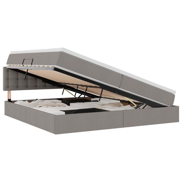 vidaXL Seng med opbevaring og madras med madras Gr&aring;brun 200 x 200 cm