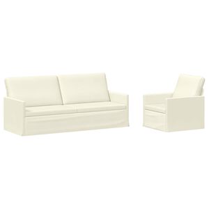 vidaXL Sofa S&aelig;t 2 pcs Cremefarvet Velourstof
