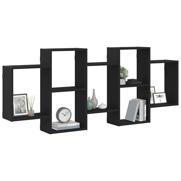 vidaXL v&aelig;ghylde 159x18x65 cm konstrueret tr&aelig; sort egetr&aelig;sfarve