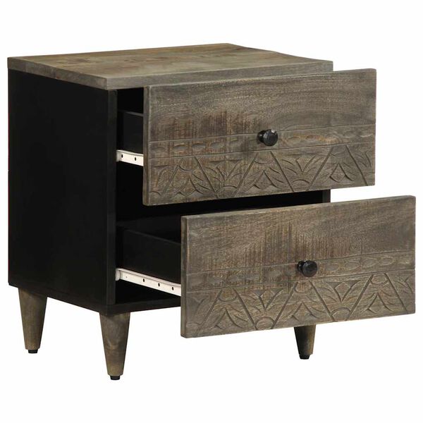 vidaXL sengeborde 2 stk. 40x33x46 cm massivt mangotr&aelig; lysegr&aring;