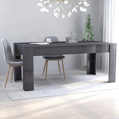 vidaXL spisebord 180x90x76 cm konstrueret træ grå højglans
