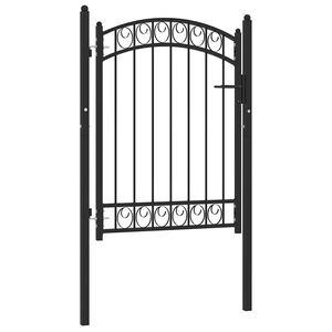 vidaXL hegnsl&aring;ge EMMEN med buet top st&aring;l 100x98,5 cm sort