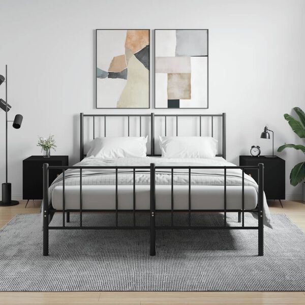 vidaXL sengeborde 2 stk. 40x40x50 cm konstrueret tr&aelig; sort