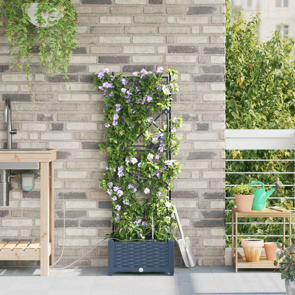 vidaXL Have Blomsterkrukke Gr&aring; 40 x 40 x 126 cm Plastik