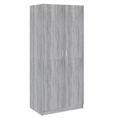 vidaXL garderobeskab 80x52x180 cm konstrueret træ grå sonoma-eg