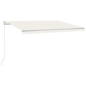 vidaXL markise m. LED-lys 450x300 cm manuel betjening cremefarvet