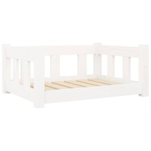 vidaXL hundeseng 65,5x50,5x28 cm massivt fyrretr&aelig; hvid