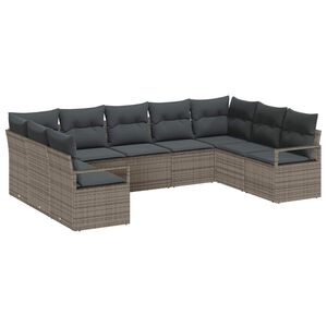 vidaXL Havesofa S&aelig;t 9 stk. Gr&aring; polyrattan