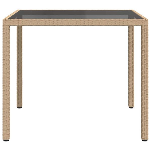 vidaXL havebord 90x90x75 cm h&aelig;rdet glas og polyrattan beige