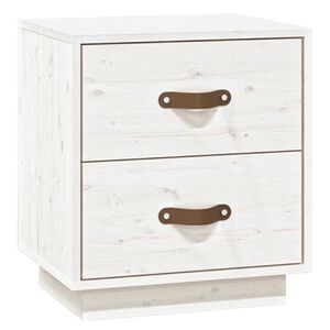 &nbsp;vidaXL sengebord 40x34x45 cm massivt fyrretr&aelig; hvid