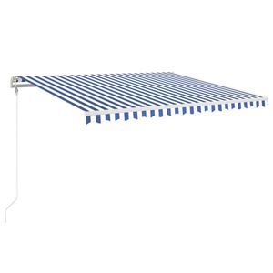 vidaXL markise m. LED + vindsensor 450x350 cm automatisk bl&aring; og hvid