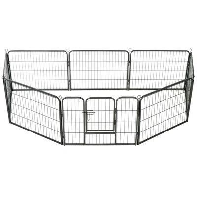 vidaXL løbegård til hunde 8 paneler stål 60 x 80 sort