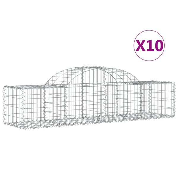 vidaXL buede gabionkurve 10 stk. 200x50x40/60 cm galvaniseret jern