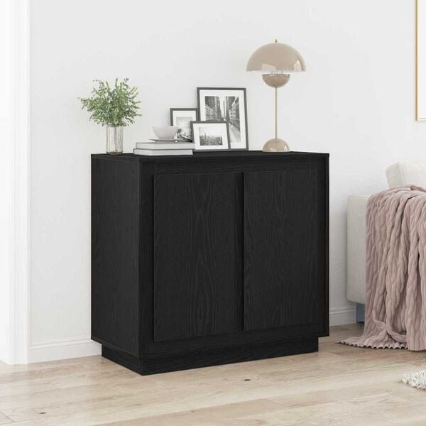 vidaXL Sideboard Sort eg 80 x 40 x 75 cm Konstrueret træ
